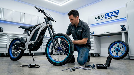 Technician inspecting custom electric wheels