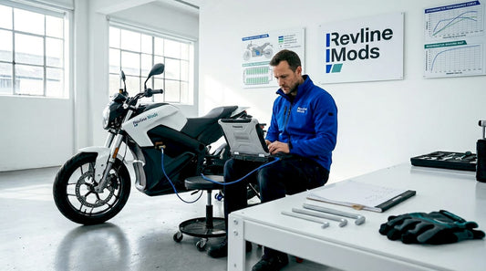 Tuning electric motorcycle in home garage