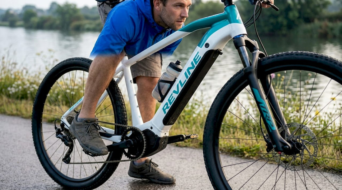 Electric bike rider navigating urban street