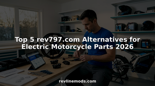 Motorcycle hobbyist sorting electric parts in garage