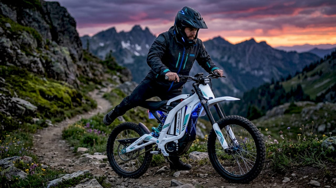 Rider preparing electric off-road vehicle trail