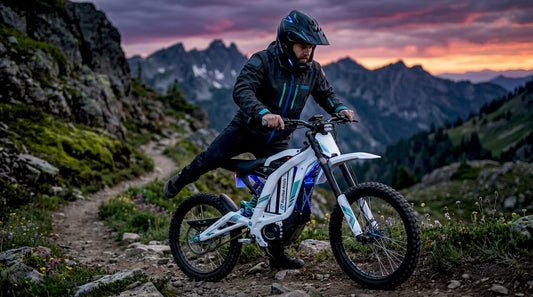 Rider preparing electric off-road vehicle trail